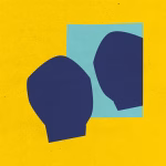 Boundaries in Gestalt paper cuts of a face looking at the mirror